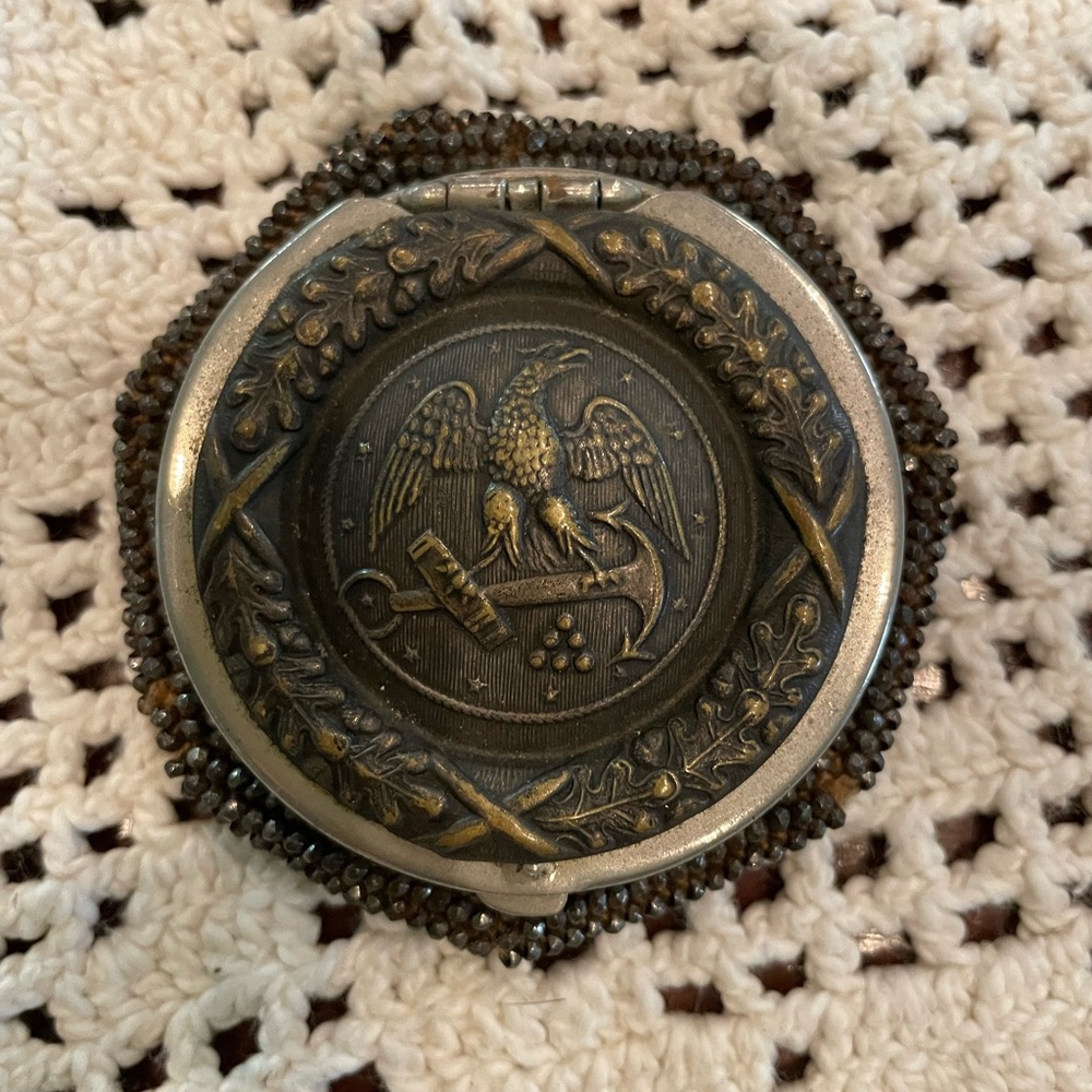 Antique coin purse beaded mash metal top